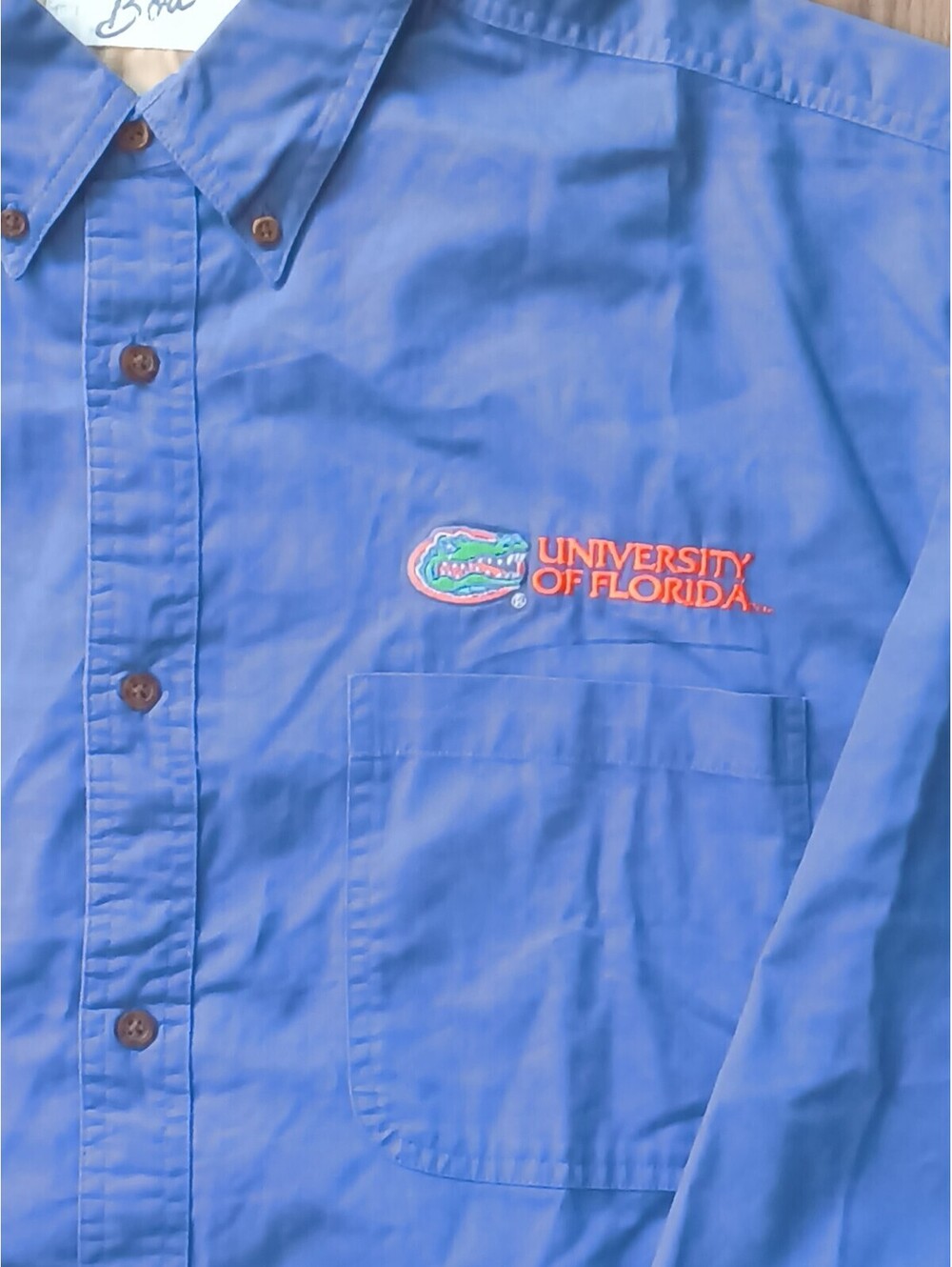 University of Florida Men's XXL Blue Button-Up 100% Cotton Shirt Embroidered